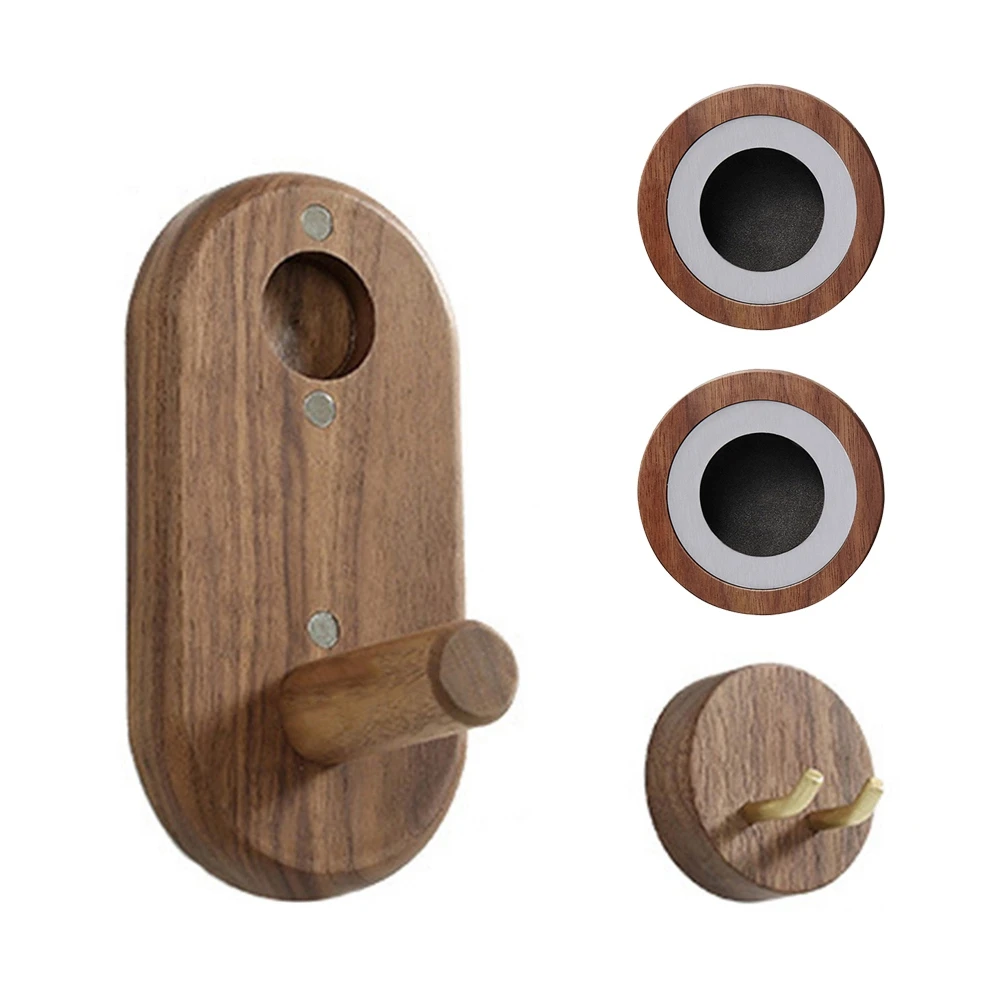 

Walnut Wood Wall Mount Organizer Hair Dryer Holder Durable Easy Install Rustic Home Bathroom Storage Magnetic for Dyson
