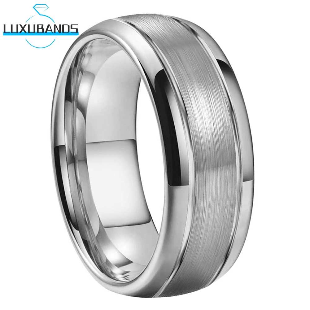 

6mm 8mm Men Wemen Tungsten Carbide Ring Two Grooved Center Brushed Domed Band Polished Finish In Stock Fashion Comfort Fit