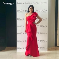 verngo arabic red ruffles long evening dresses one shoulder floor length vintage prom dress women party formal dress robes