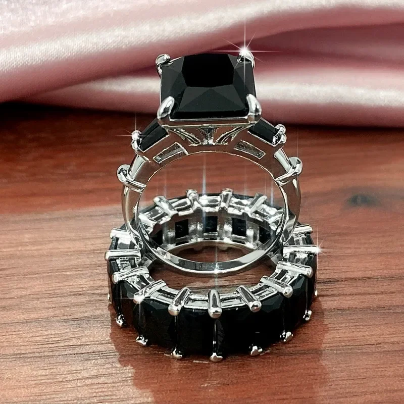 Модный двойной Штабелируемый набор колец 2024 женские обручальные аксессуары для