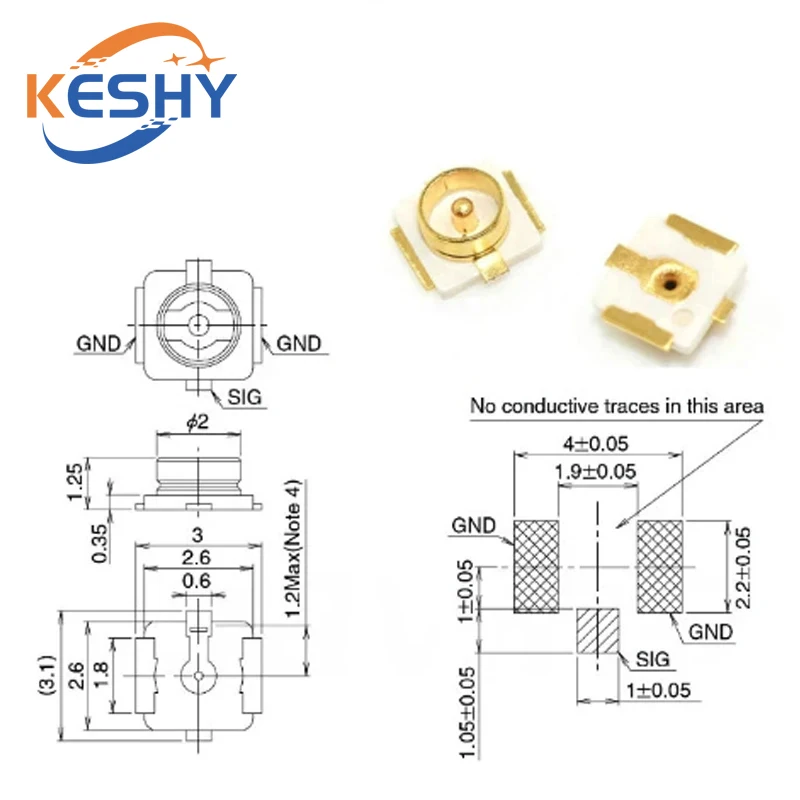 Фото 10 шт. разъемов U.FL-R-SMT U.FL IPEX/IPX для печатных плат, SMD IPX, штекер, для мини-антенн и антенн-карточек №3