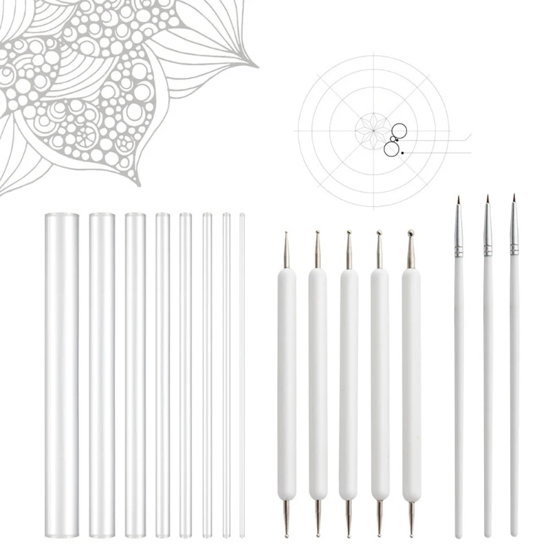 

16pcs Mandala Dotting Pen Tools Set for Rock Painting Pottery Clay Modeling Embossing Hook Line Brush Art Supplies