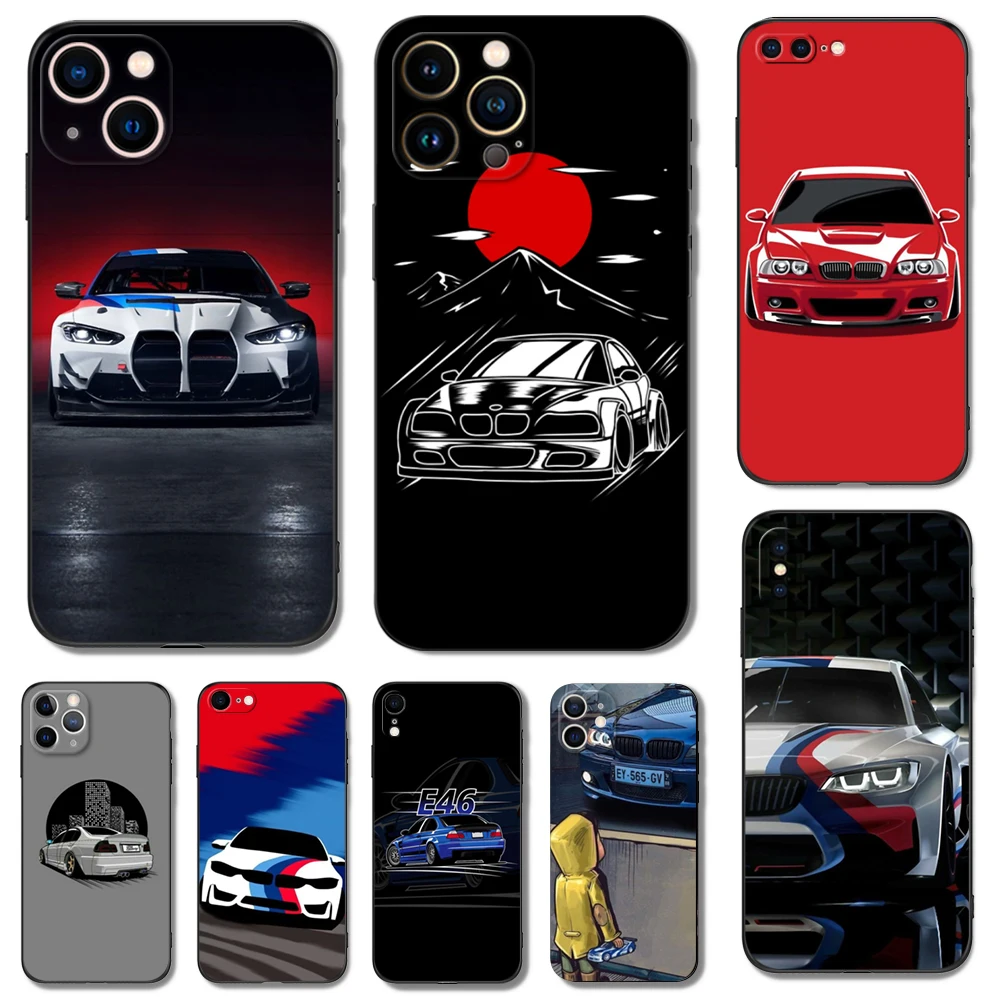 Черный чехол из ТПУ для iphone 14 13 12 11 mini pro MAX 5 5s se 2020 6 6s 7 8 plus x 10 XR XS cover E36 E46