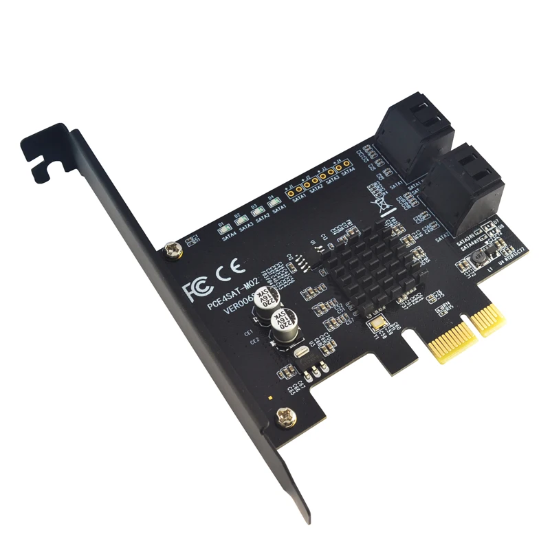 Карта расширения Marvell 88SE9215 на 4 порта SATA 6G PCI Express, переходная карта PCI-e к SATA III 3,0, конвертер SATA3.0 HDD SSD IPFS для майнинга BTC