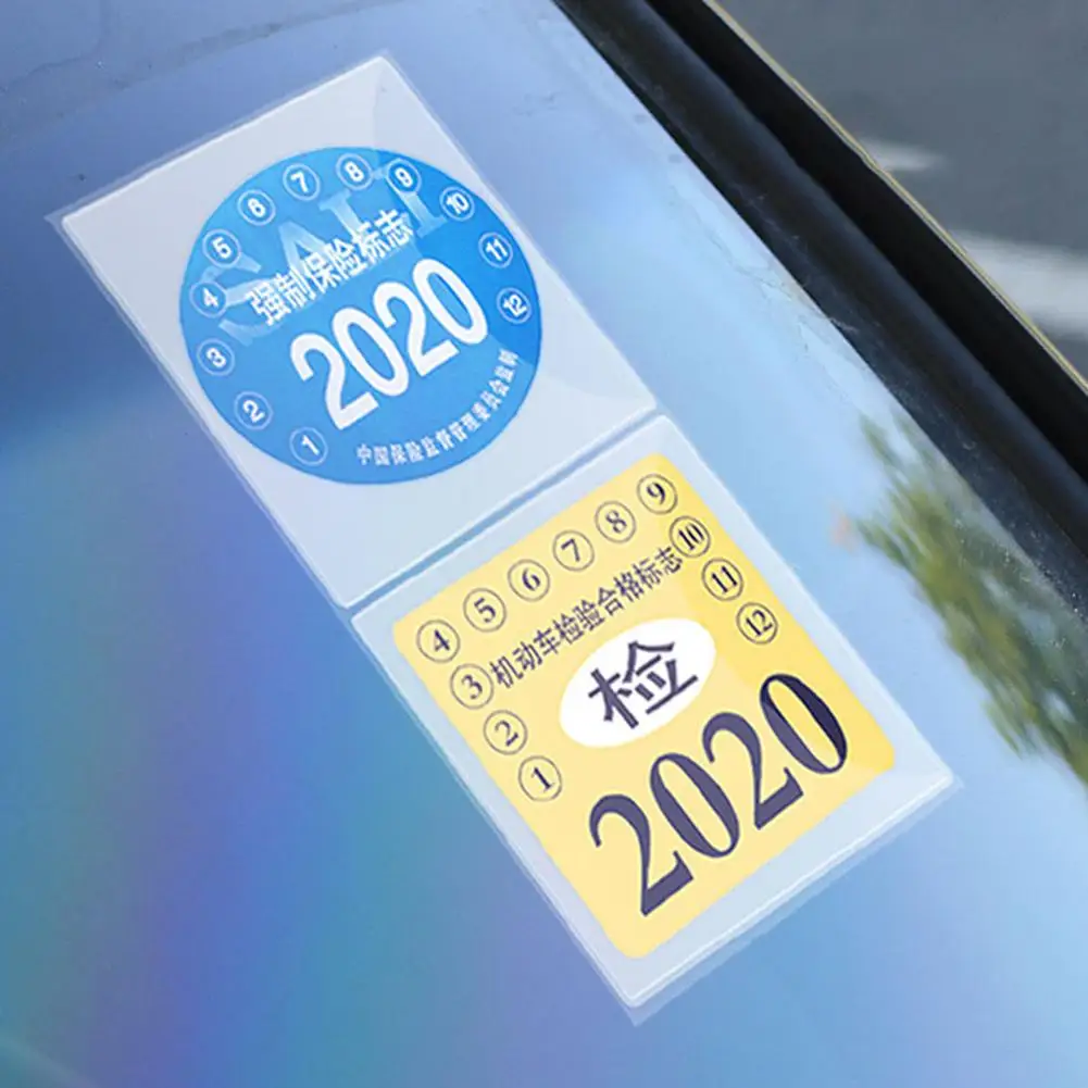 

Car Styling Insurance Stickers Tear-free Bag Compulsory Annual Inspection Sign Electrostatic Pouch Windshield Accessories