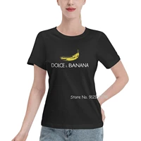 dolce banana print women t shirts crewneck breathable tops summer 100 cotton casual t shirt lady short sleeve tees streetwear