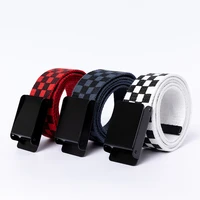 checkerboard racing canvas belt 108cm plaid fashion safety rollercoaster waistband square metal activity buckle
