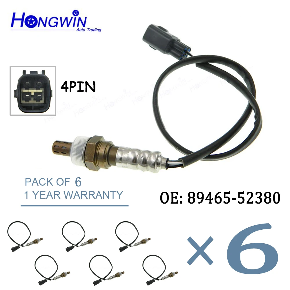 

6PCS 89465-52380 8946552380 Front Oxygen O2 Sensor For Toyota Corolla Yaris Sedan Vios Vitz NCP91 NCP92 NCP93 NZE140 1.3L 1.5L