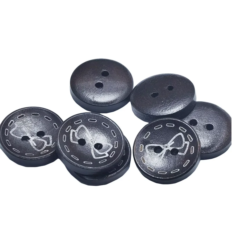 

50PCS 20-25MM Natural Round Shape Wooden Buttons 2 Holes Sewing Button with Dotted Line Scrapbooking DIY Apparel Accessories