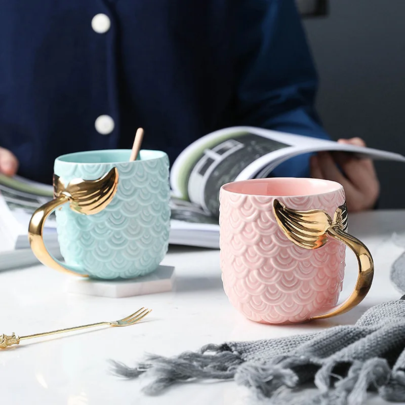 

400ml Coffee Mug Creative Little Mermaid Ceramic Mug Big Tea Milk Cups Personal OfficeJuice Cup Best Christmas Mugs For Friends