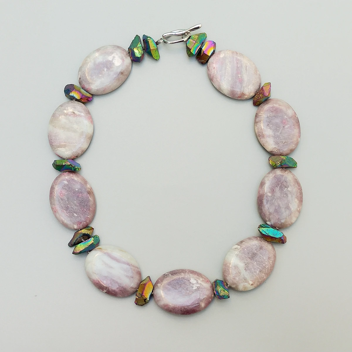 

Lii Ji, распродажа, ожерелье из натурального камня лепидолита и гематита, ожерелье фиолетового цвета, Женские Ювелирные изделия, подарок 50 см