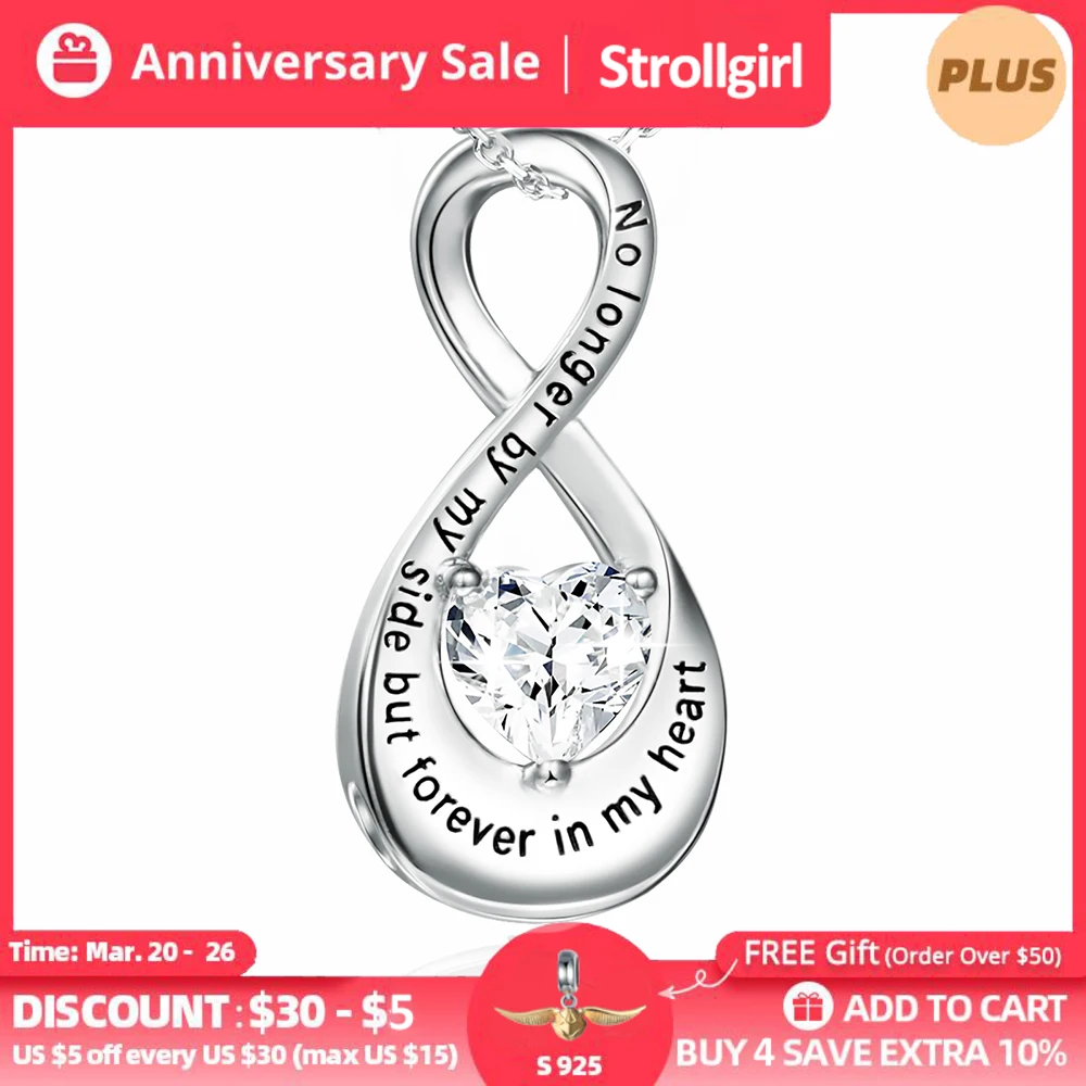 

925 Sterling Silver Cremation Urn Necklace for Ashes Inlaid Tear Drop Heart Infinity Cubic Zircon Pendant Jewelry Gift for Woman