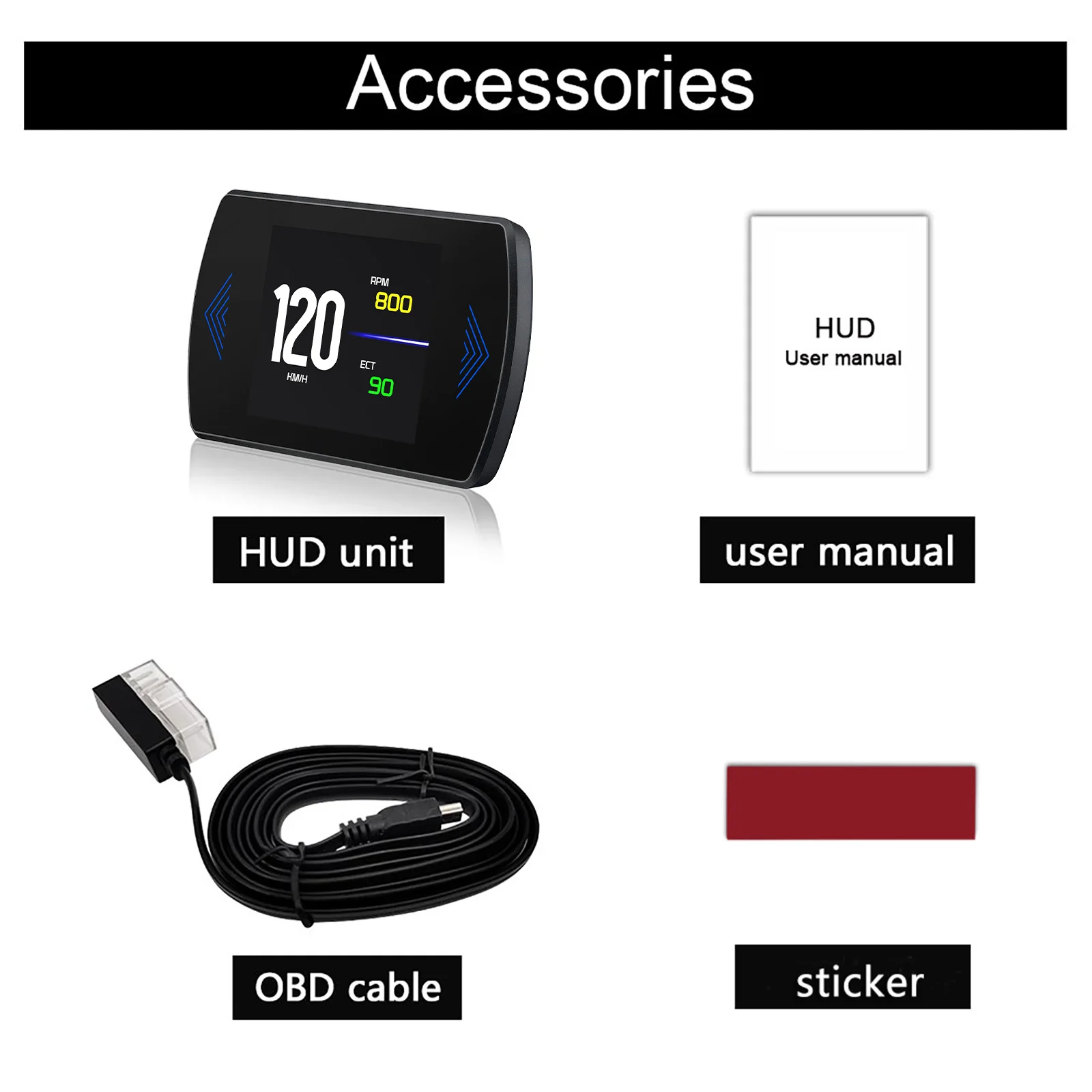 

Цифровой автомобильный HUD P12S OBD2 Проекционный дисплей Турбинное давление Скорость оборотов Вода Температура Расход топлива Напряжение превышения скорости Сигнализация на заказ