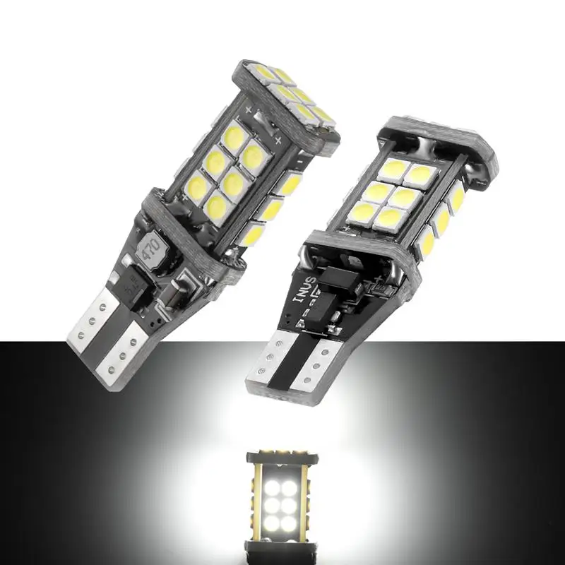 

2pcs T15 W16w Canbus LED Car Bulb 3030 24-SMD Wedge Light Bulb For Map Reading Clearance Lamps 12V White