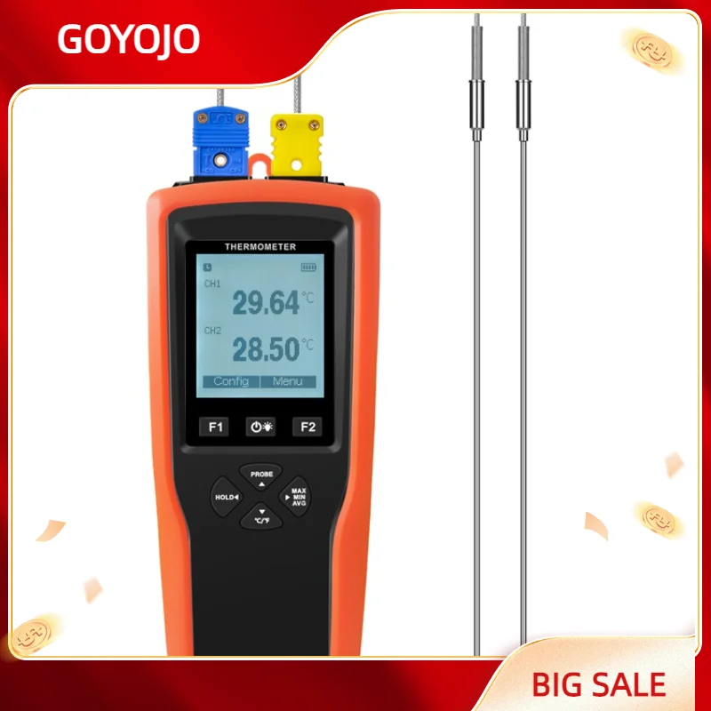 

YET-620 LCD Screen K-T-J-Type Probe Dual Channels High Accuracy TEMP Measurement Thermocouple Thermometer