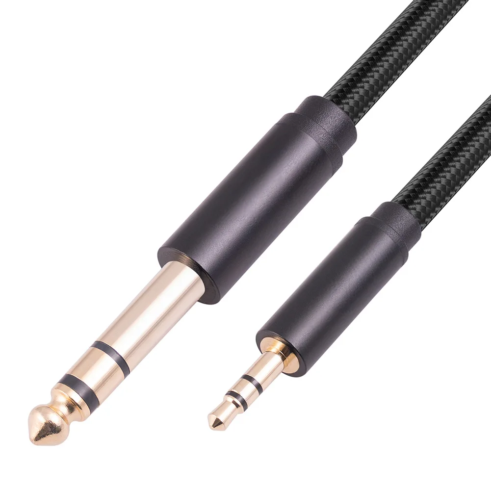 Enlarge 3.5mm To 6.35mm Stereo TRS Audio Cable 10FT 3Meters For Guitars Mixer Amplifiers Metal+Nylon Braided Audio Cable Laptop Adapter