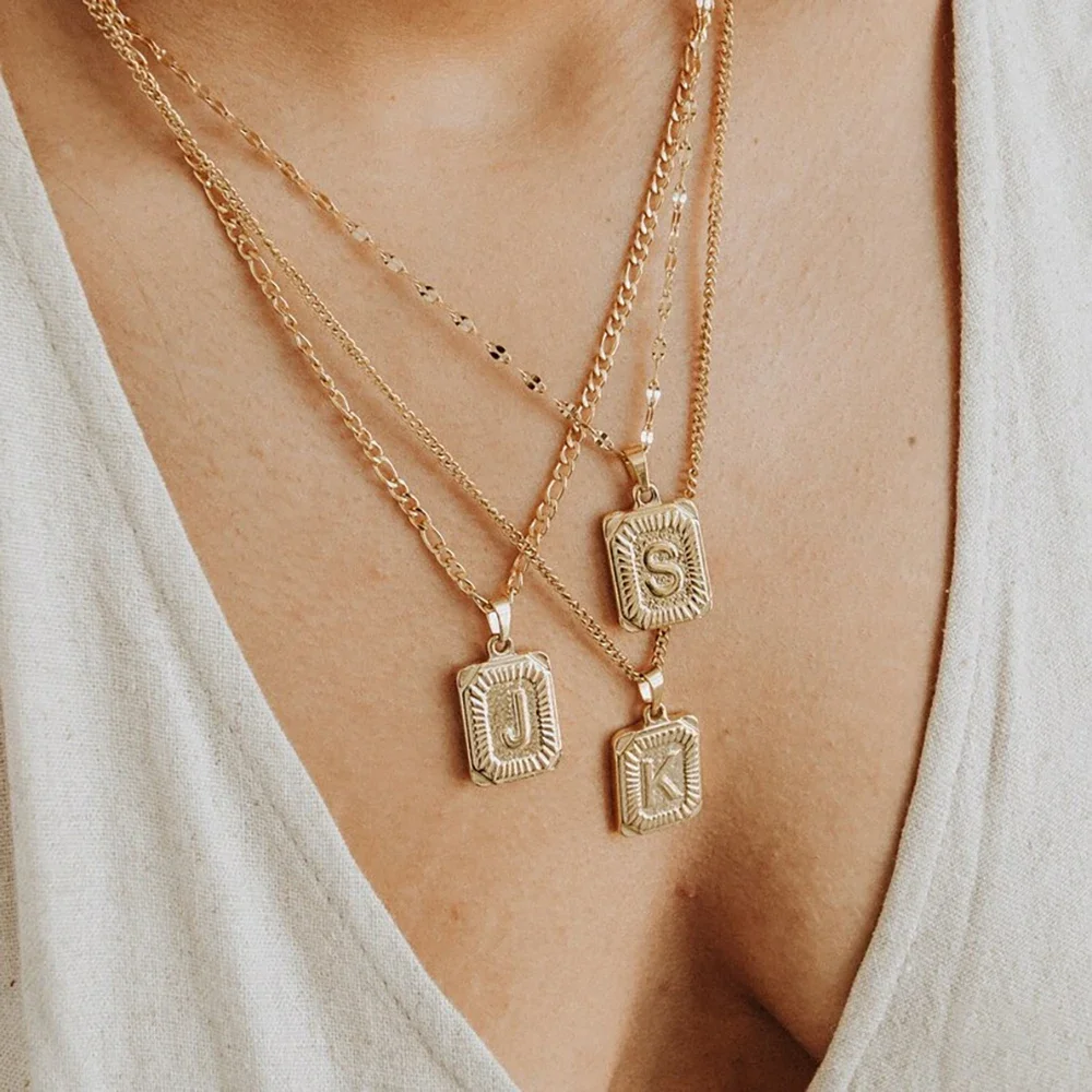 Женская цепочка Фигаро из нержавеющей стали 316L с 26 буквами