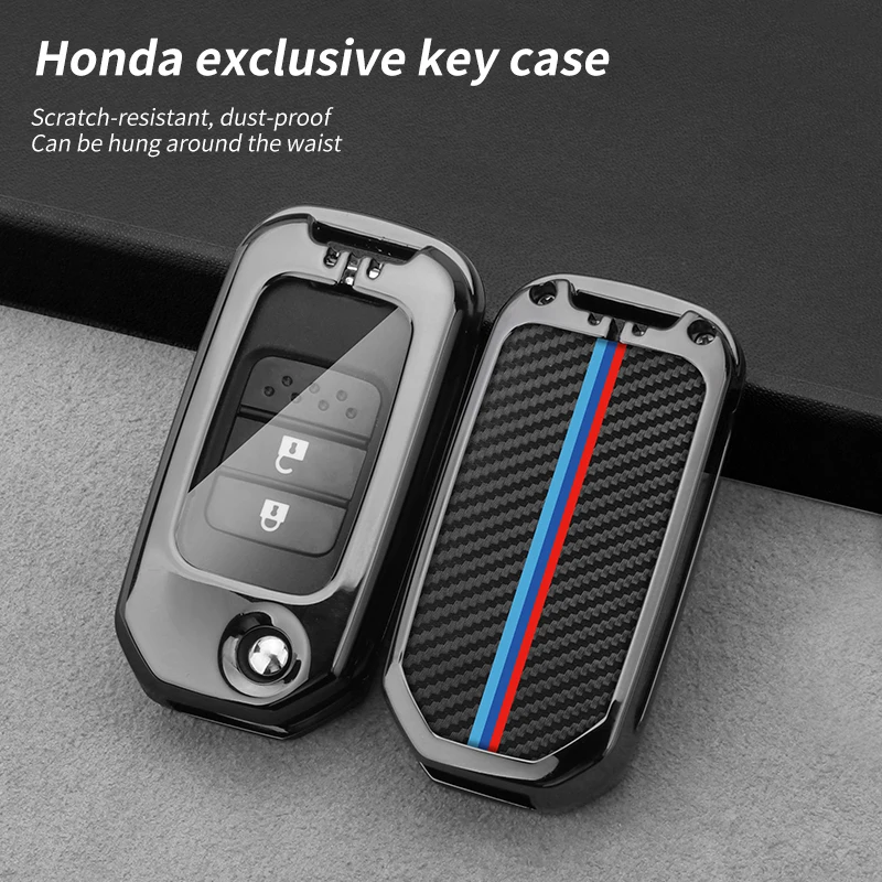 

Carbon Fiber Car Key Case Cover Shell Fob For Honda CRV CR-V Fit Civic Accord HR-V HRV City Odyssey XR-V XRV BRV Shuttle Jade