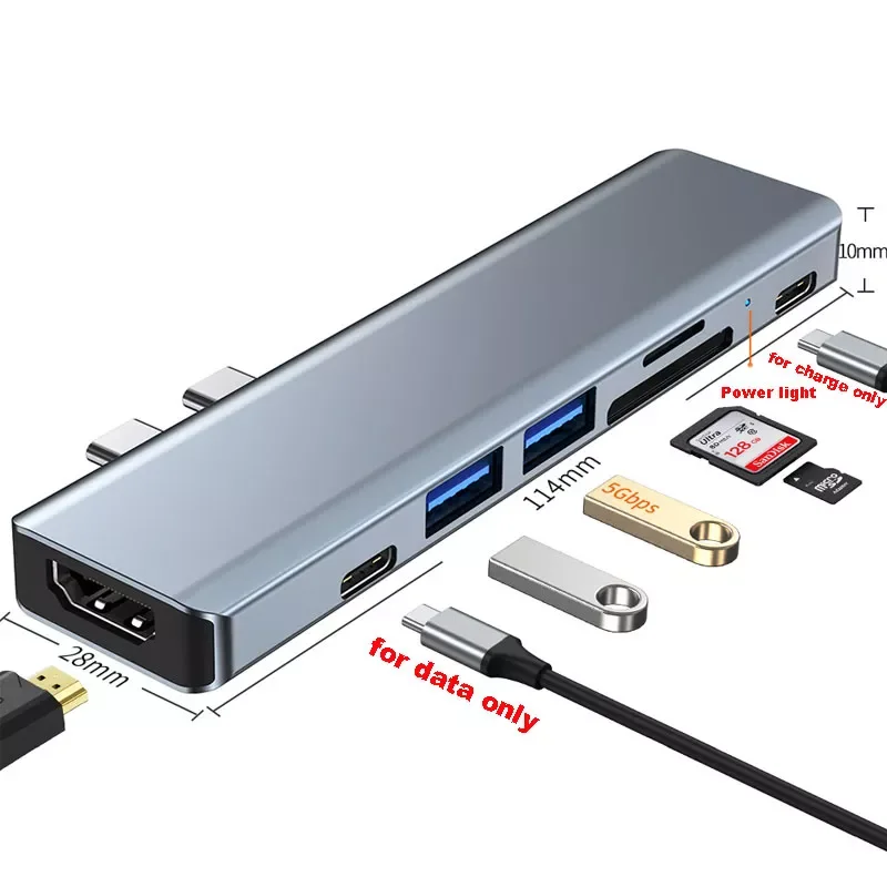 

USB-концентратор для MacBook Pro/Air M1 с HDMI-совместимым адаптером 4k док-станция USB Type C с TF/SD-кардридером слотом PD Thunderbolt 3