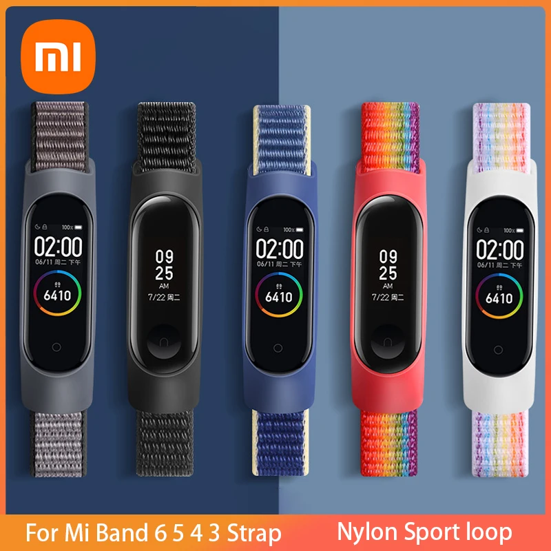 2022 New Xiaomi Nylon Strap For Mi Band 6 5 4 3 Bracelet Sport Loop Smart Watch Pulsera Wristband Replacement Correa Miband