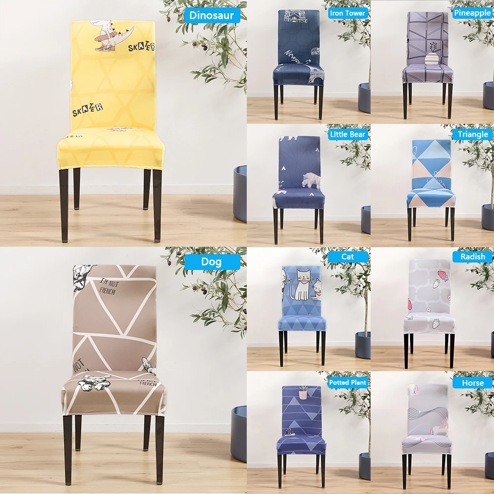 

1pc Digital Printing Elastic Slipcovers Stretch Short Dining Room Chair Cover Selected Fabrics Delicate and Soft Feel