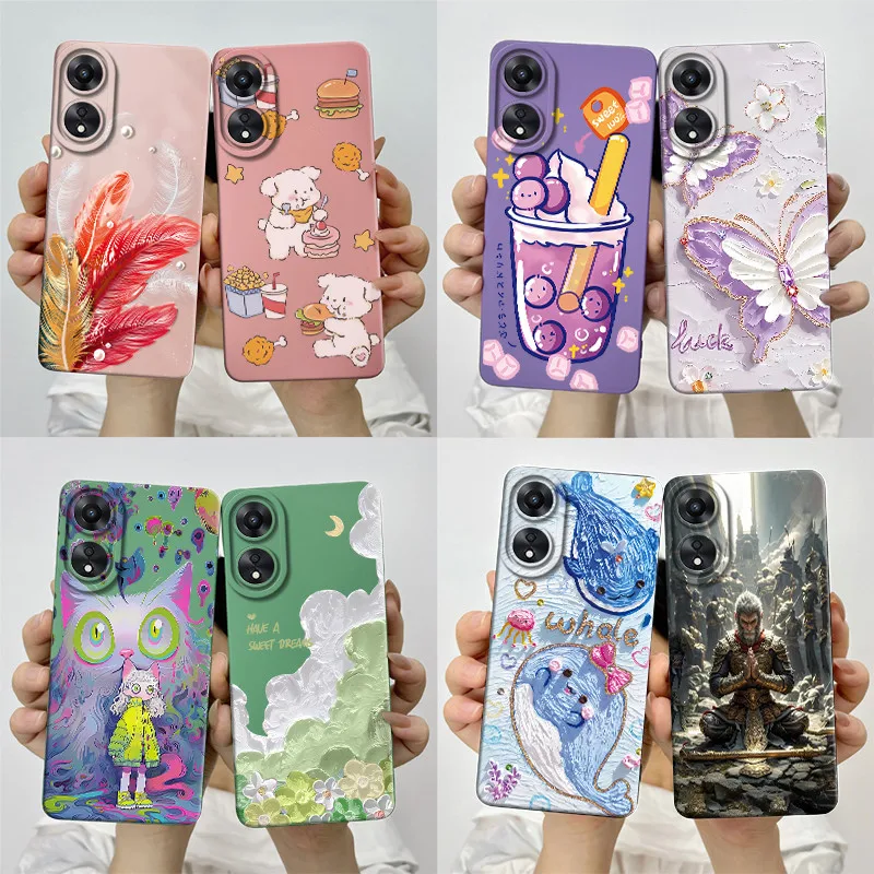 Фото Для OPPO A78 5G A1X 5G чехол Fundas CPH2483 CPH2495 силиконовый мягкий чехол для телефона с милым окрашенным принтом противоударный защитный чехол №1