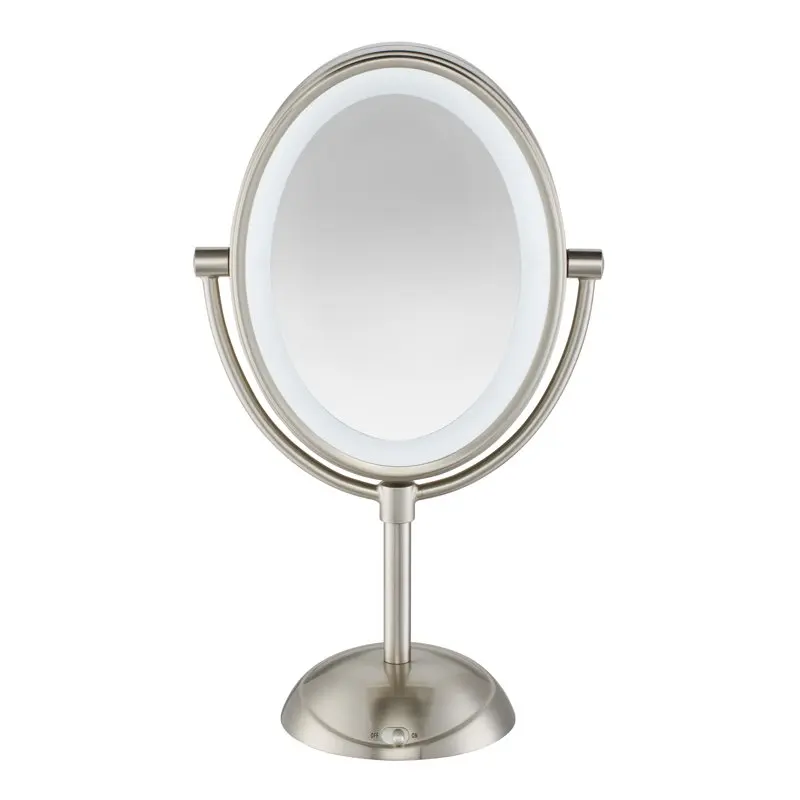 

Double-Sided Lighted Vanity Mirror with LED Lights, 1x/7x Magnification, Chrome, BE157 for Desktop Shower Bathroom Use