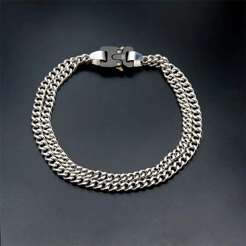 

23SS Top Verison Four Colors Double Chain 1017 Alyx 9sm Necklace Men Women Buckle Metal Necklace Wholesale Clothes