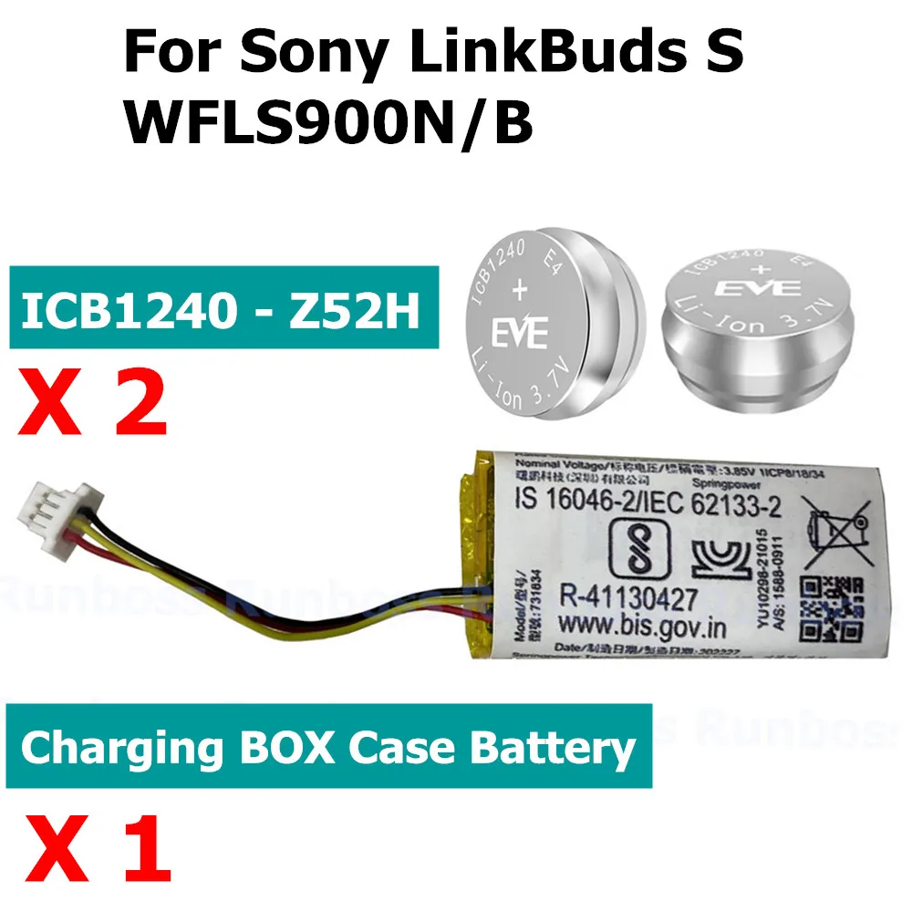 Фото Аккумулятор для Sony LinkBuds S WFLS900N/B, настоятельно беспроводные наушники-вкладыши, чехол для зарядки 731834 ICB1240, подходит для ZeniPower Z52H №2