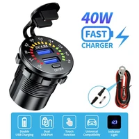 40w qc 3 0 usb fast charger with switch socket power outlet adapter waterproof for 12v 24v car truck boat rv motorcycle
