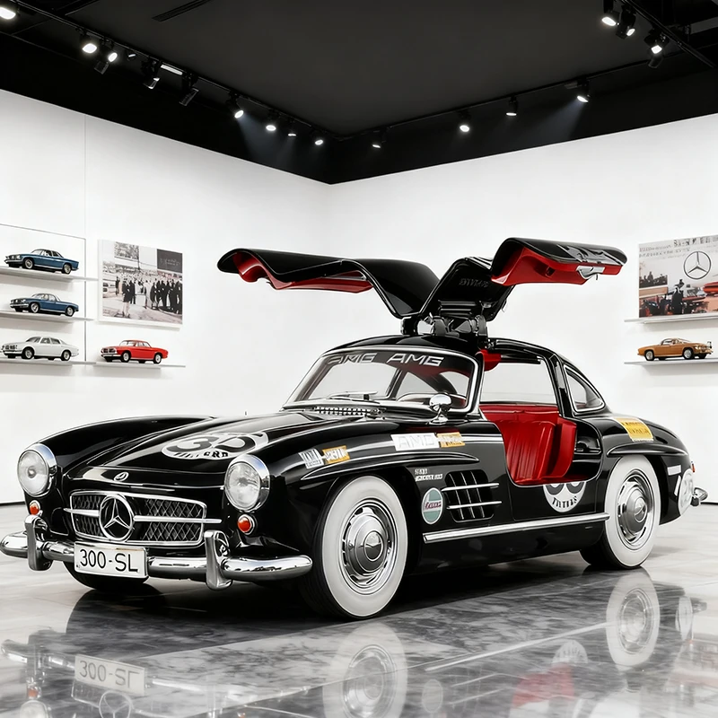 Фото НОВЫЙ 1:18 Benzs 300SL модель автомобиля из сплава, звук и свет, детская игрушка, коллекционные предметы, подарок на день рождения №1
