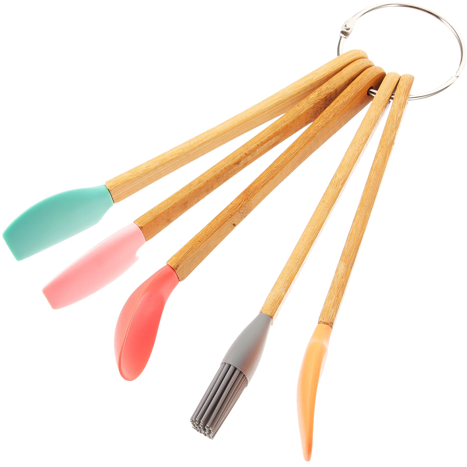 

5 Pcs Silicone Small Spatula Piece Set Mini Silica Gel Bamboo Handle Baking Child
