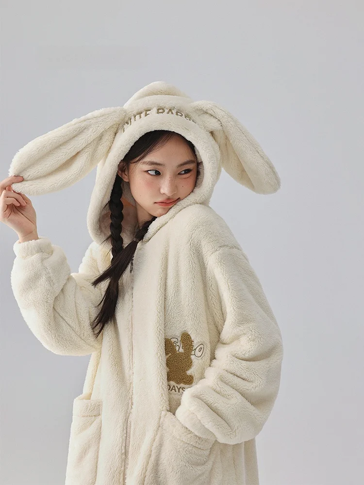 Kiss Cat [мягкий бархат] осенне-зимняя милая пижама с кроликом женский комплект