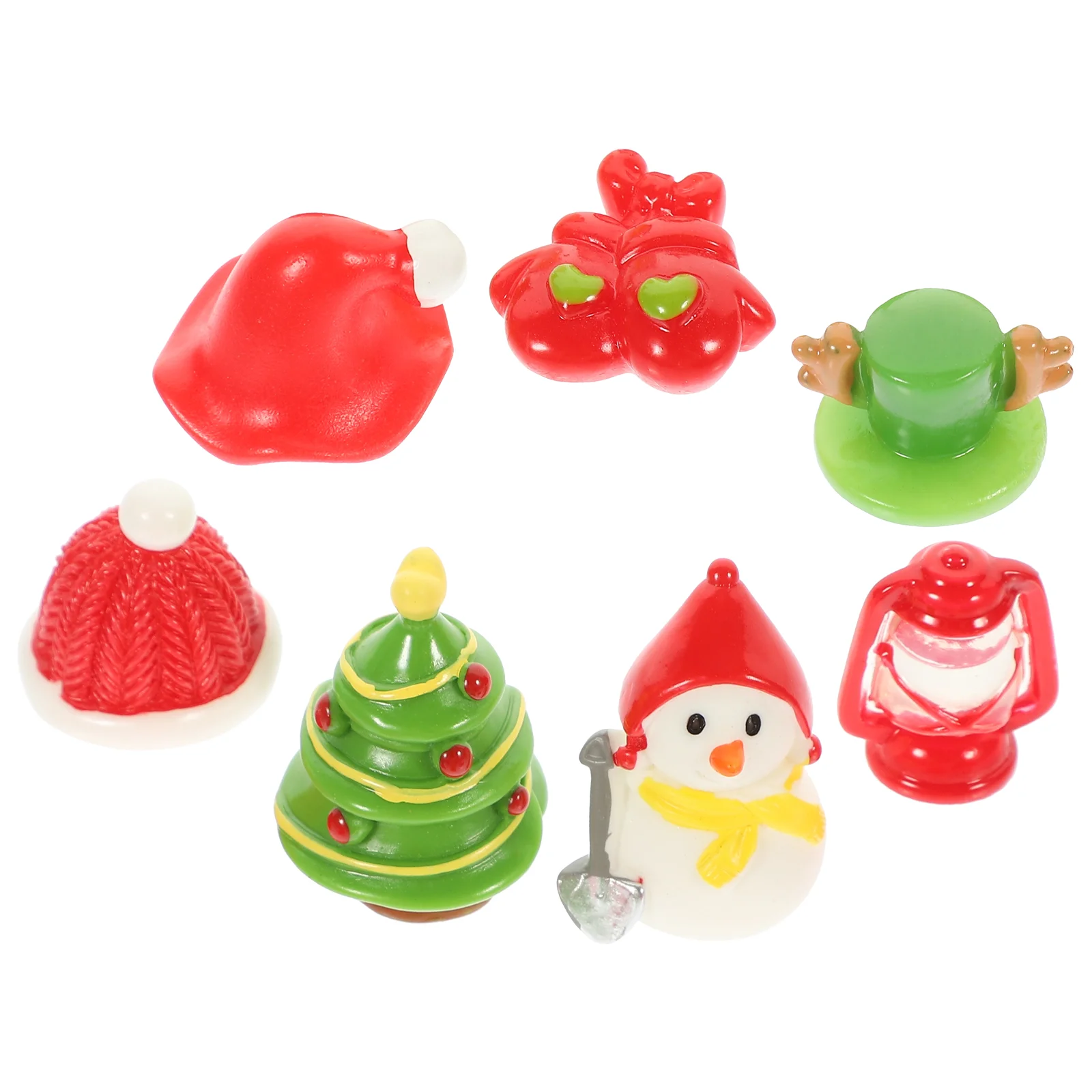 

7pcs Christmas Mini Figurines Mini Resin Christmas Figurines Micro Landscape House Decors