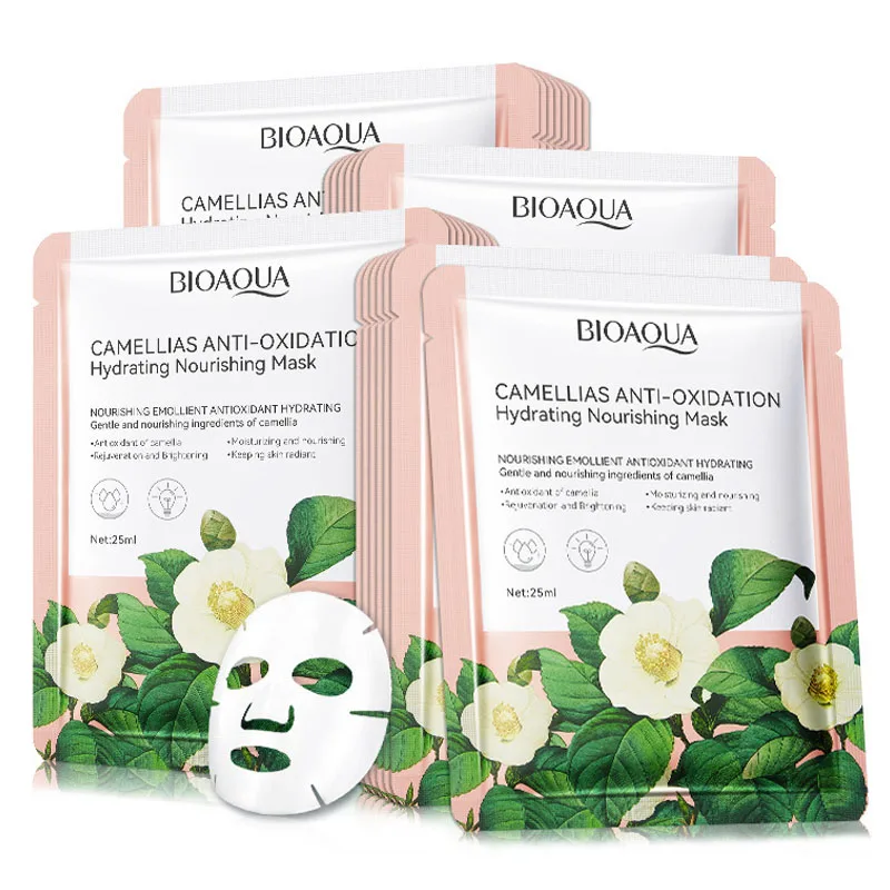 

10pcs BIOAQUA Camellia Face Mask Moisturizing Hydrating Soothing Anti-aging skincare Facial Masks Face Sheet Mask Skin Care