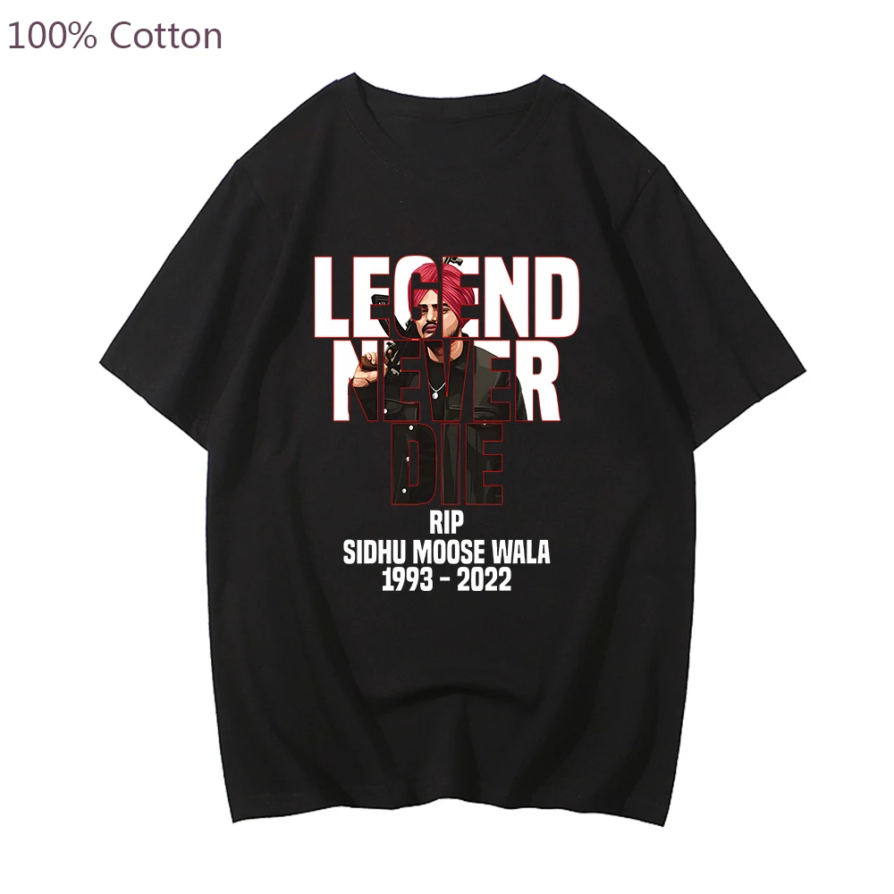 RIP Sidhu Moose Wala Tribute T-shirt Legends Never Die The Last Ride Fans Men Clothing Casual Soft Oversized Tshirt 100% Cotton