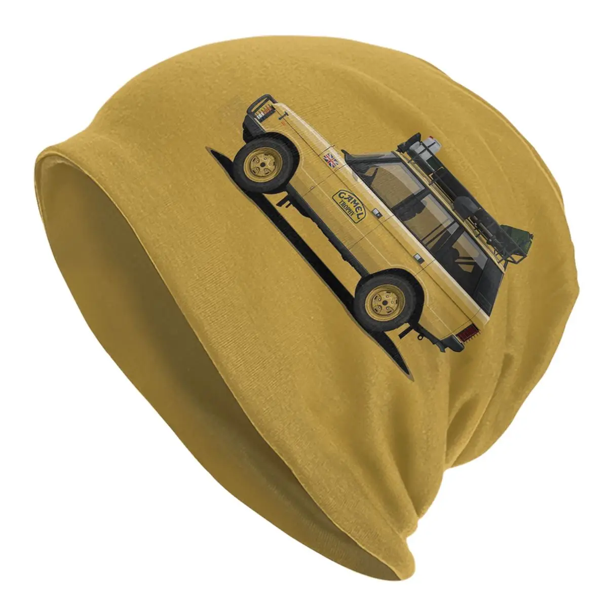 

Camel Trophy Defender 110 Bonnet Hat Hip Hop Ski Skullies Beanies Hats Yellow Car for Men Women Knitted Hat Warm Head Wrap Caps