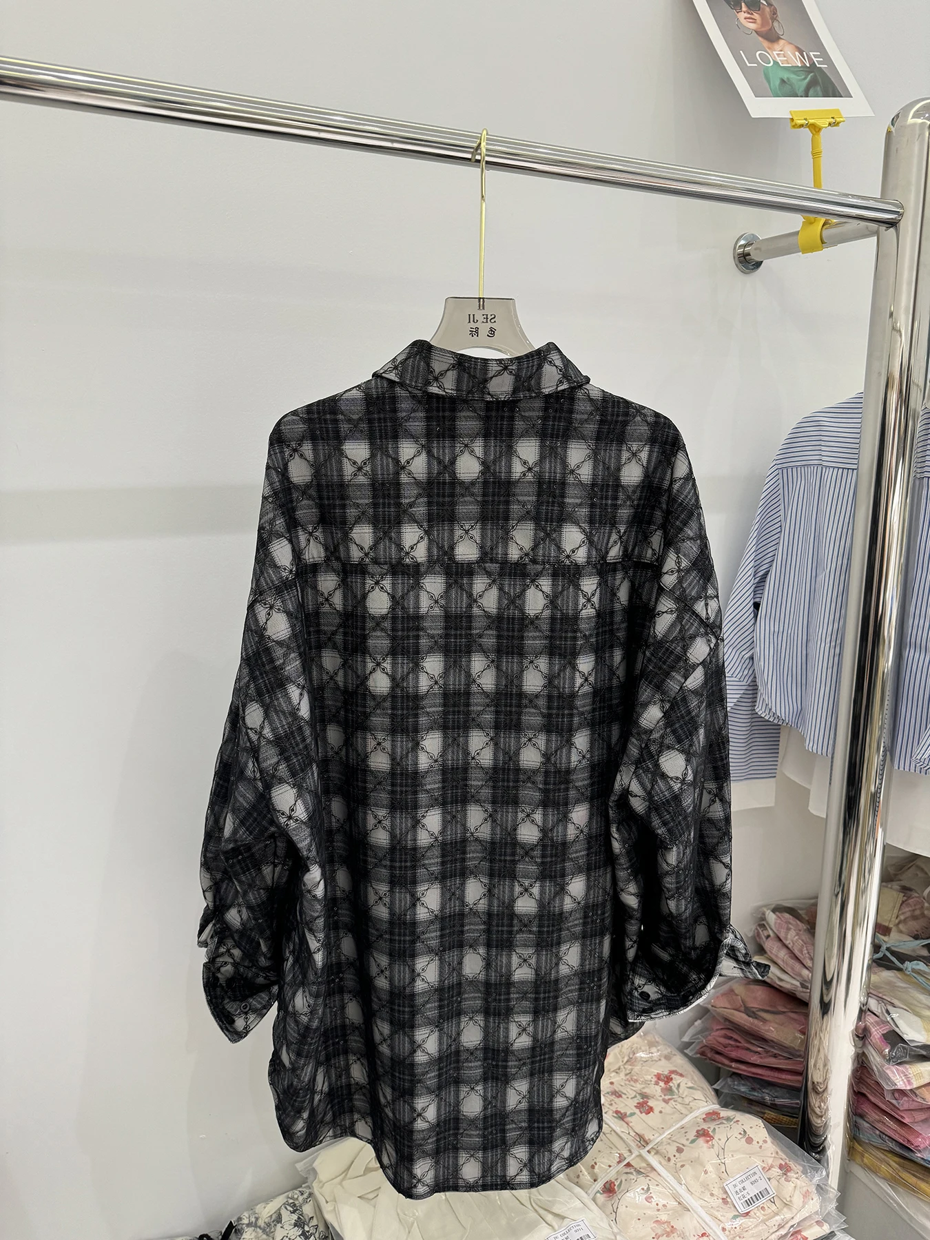 Французские рубашки в клетку с длинными рукавами стиле ретро блестками женские