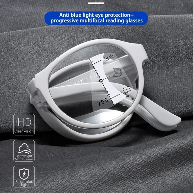 Портативные складные мультифокальные очки для чтения с защитой от синего света и