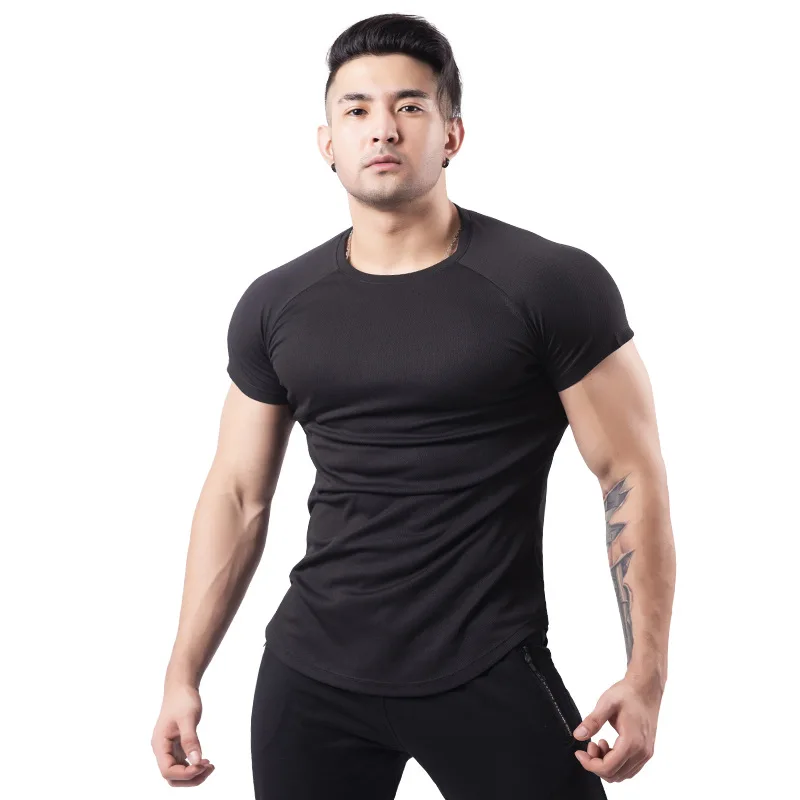 Men's Running T-Shirt New Summer Quick-Dry Sports Mesh Short Sleeve Fitness Workout Training Breathable Sportswear Gym Clothes