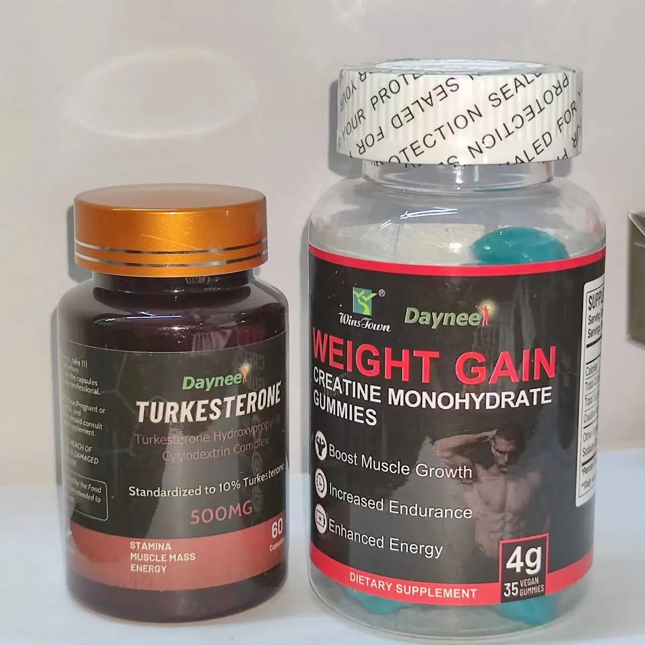 

2 pcs Turkesterone Capsule Mass Gainer and 60 Gummies Weight Gain Gummies Increase Muscle Fudge Muscle Growth and Strength
