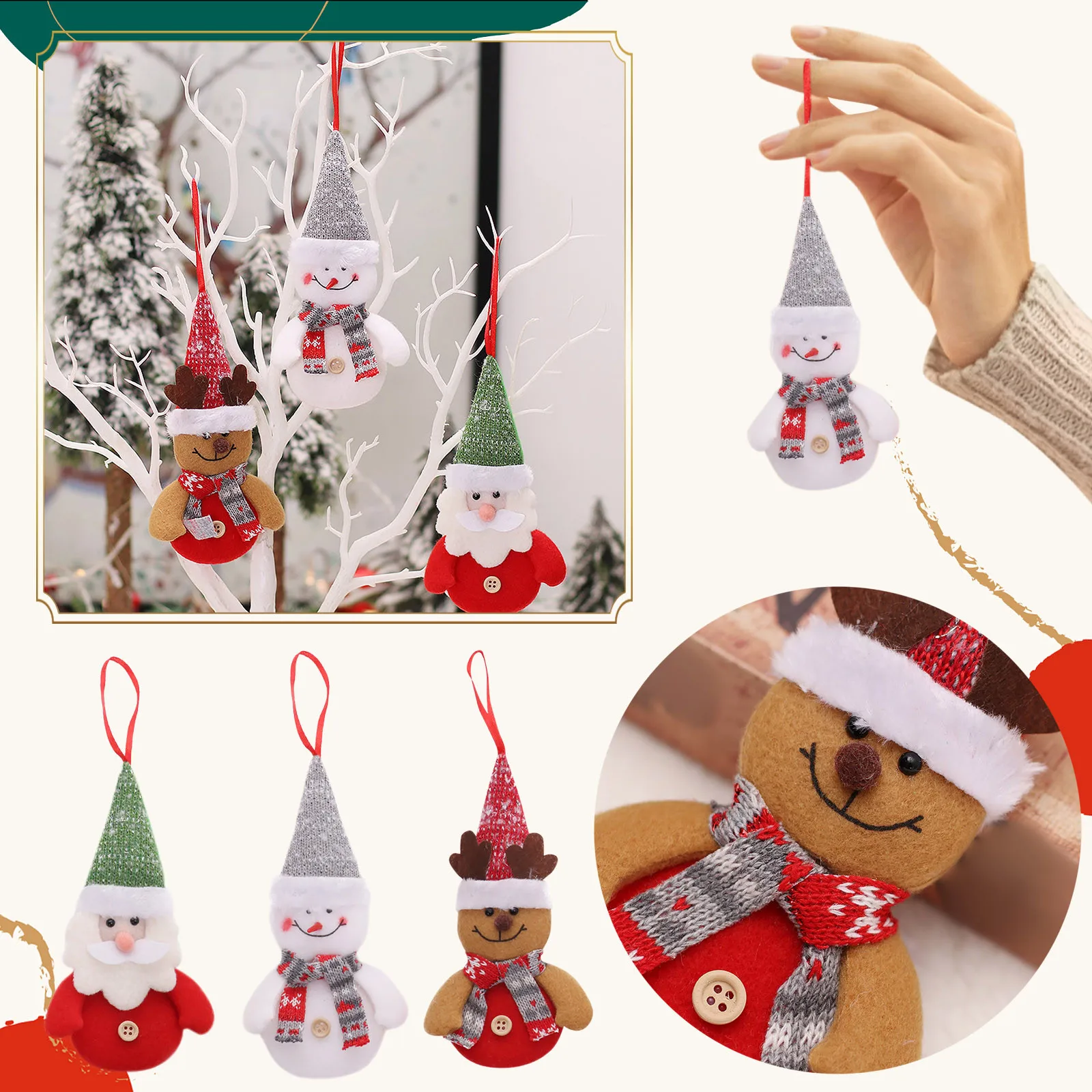 

3 шт. рождественская подвеска, кукла без лица для пожилых, подвеска на рождественскую елку, гоблин, кукла, украшение для рождественской сцены, реквизит, подарки для кошек