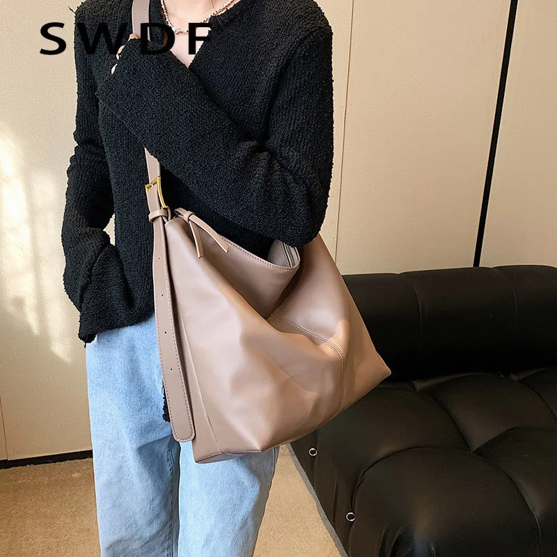 

Сумка-мешок женская из мягкой кожи, Большой Вместительный саквояж в винтажном стиле, дизайнерский чемоданчик кросс-боди, 2023