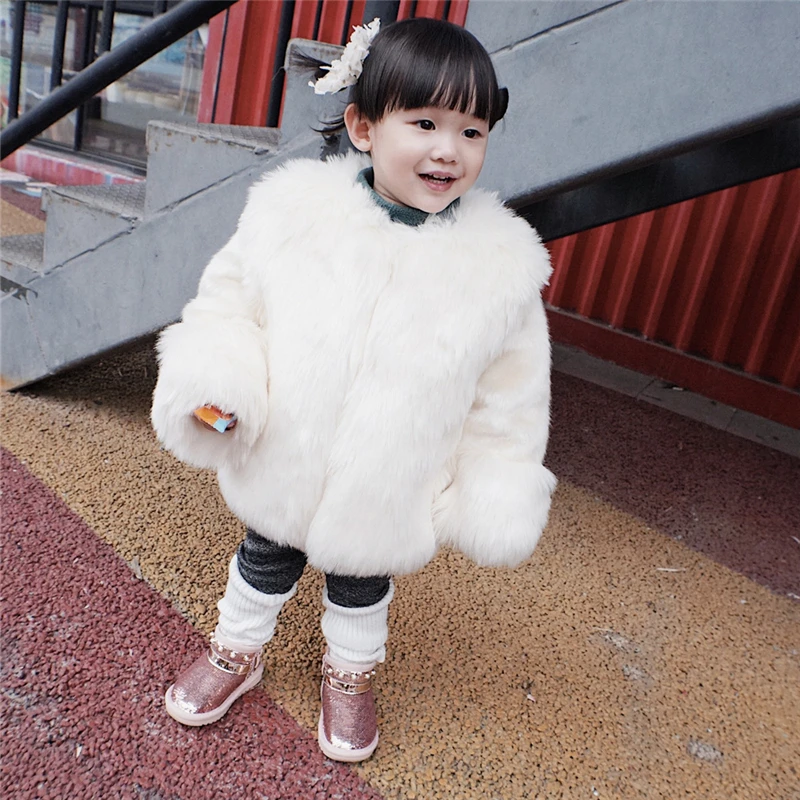 

2022 Winter Teenage Kids Overcoats Warm Children Coats Faux Fur Thick Baby Girl Jacket Toddler Outerwear Windproof Snow Clothes