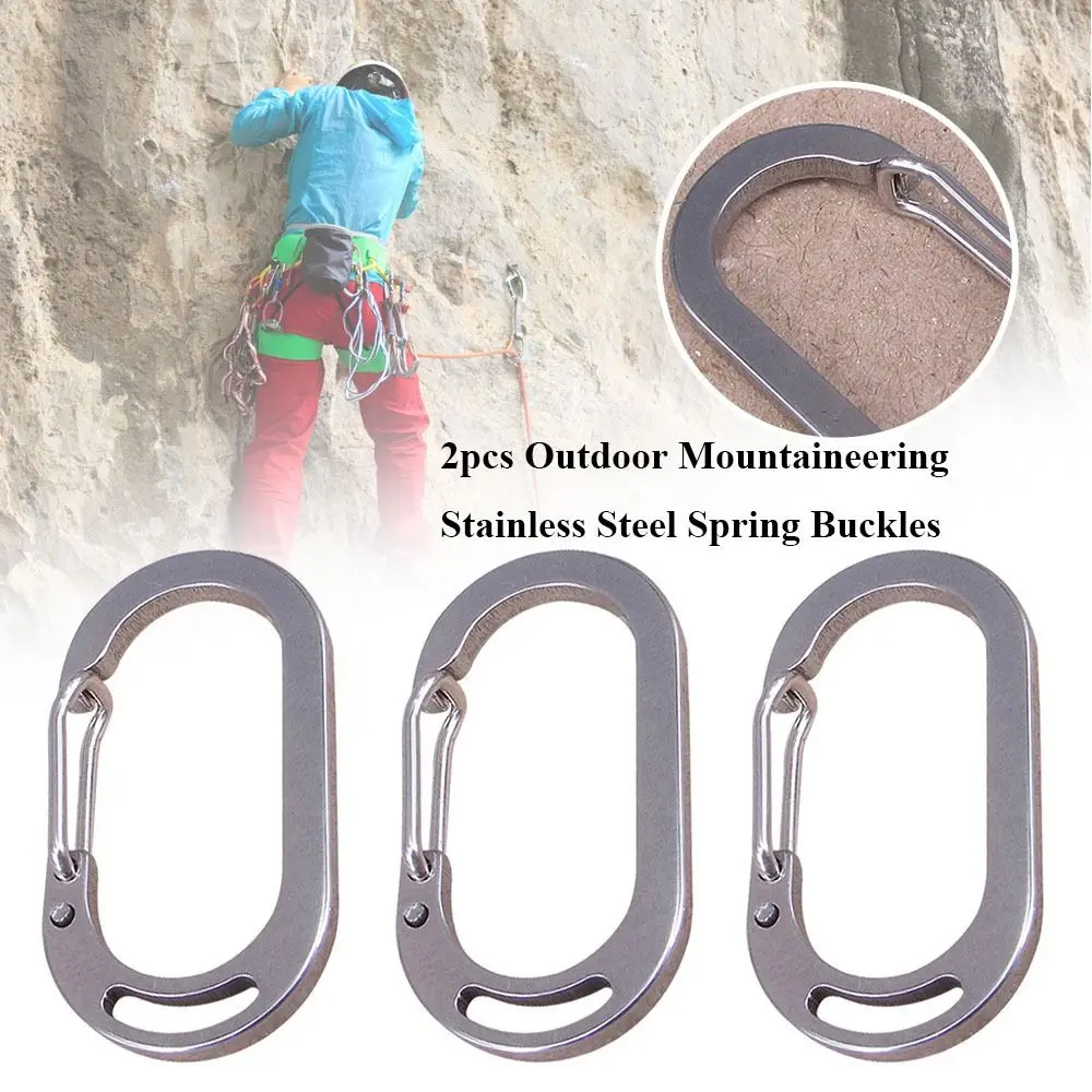 

2pcs Stainless Steel Spring Buckles Black Silver 33.7*17.9*5.5mm U-shaped Ring Water Bottle Hooks Outdoor Mountaineering
