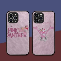 pink panther phone case hard leather case for iphone 11 12 13 mini pro max 8 7 plus se 2020 x xr xs coque