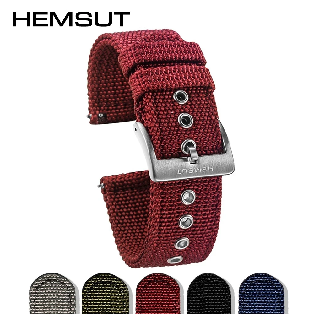 

Hemsut High Quality Nylon Watch Bands Quick Release Movement Wrist Straps Military Breathable Waterproof 18mm 20mm 22mm 24mm