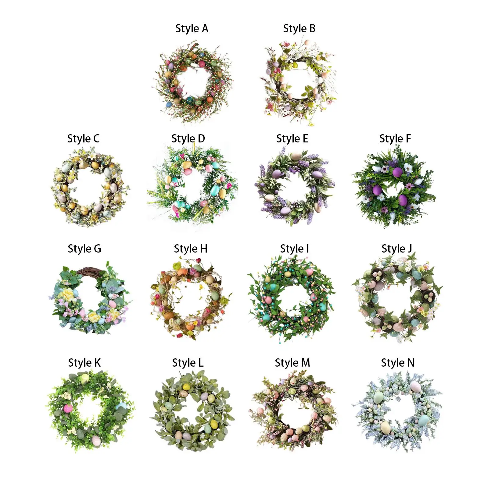 

45cm Easter Egg Wreath Front Door Hanging for Indoor Outdoor Home Decoration