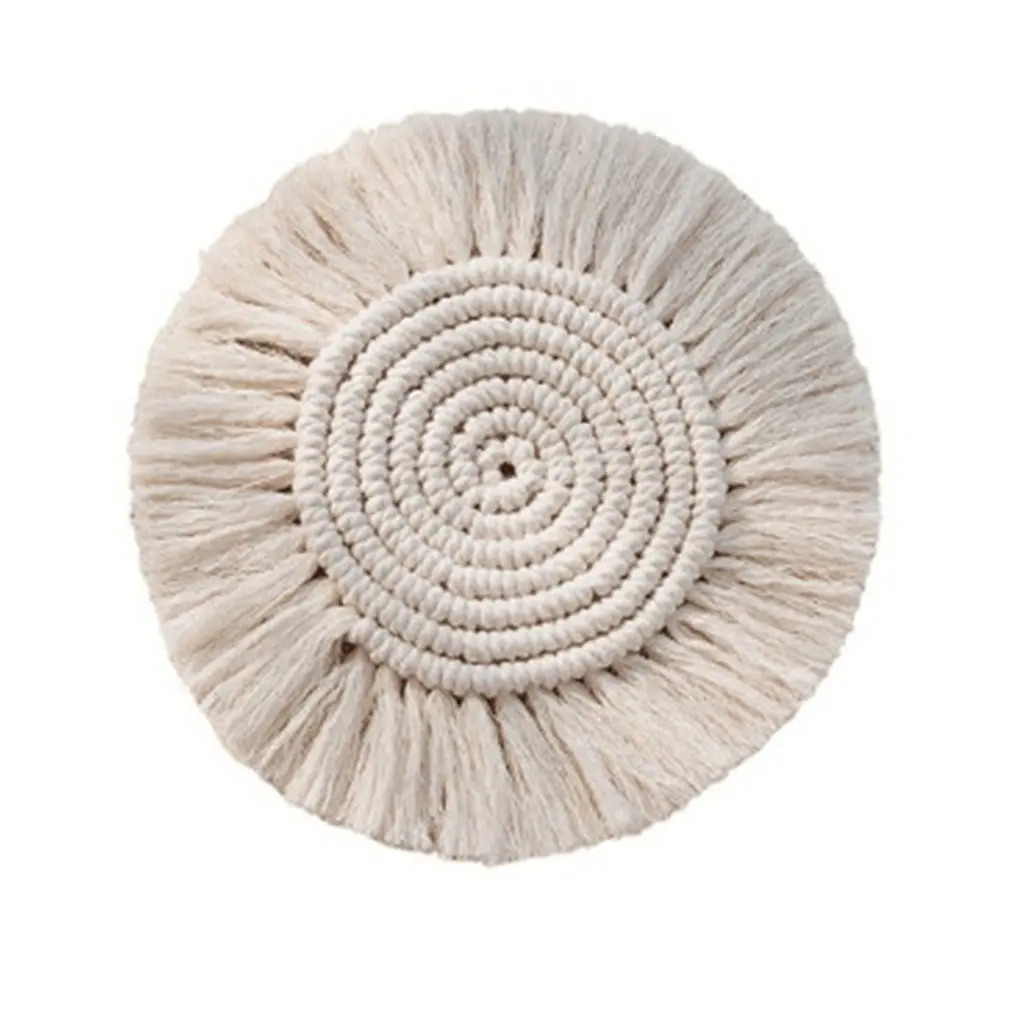 

Coaster Home Creative Cotton Braided Coaster Handmade Macrame Cup Cushion Pad Bohemia Style Non-slip Insulation Cup Mat