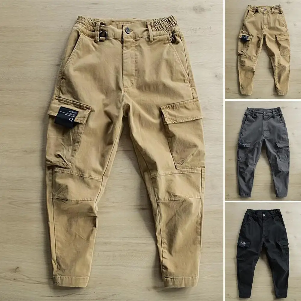 

Soft Fabric Skin-Touch Multi Pockets Mid-Rise Men Cargo Pants for Mountain Climbing